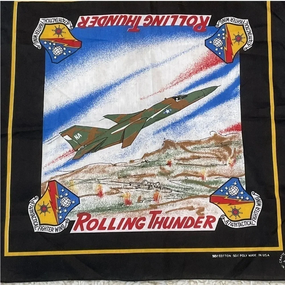 Vintage Military US Air Force Rolling Thunder Bandana Made In USA NWT - Picture 3 of 5